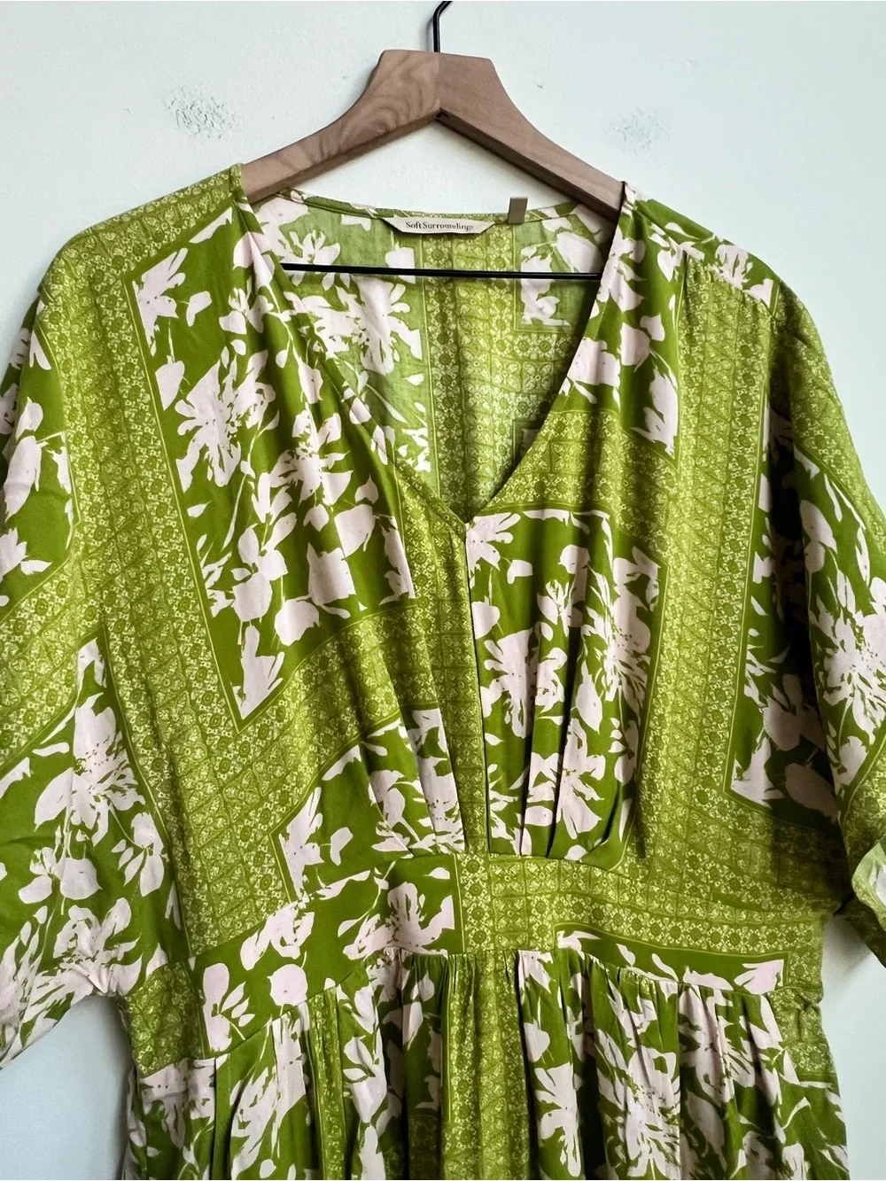 Soft Surroundings leslie maxi dress boho Floral Smocked Waist Large Resortwear
